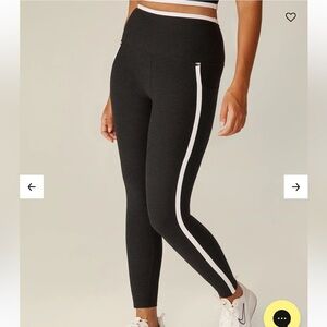 Beyond Yoga Spacedye Black Leggings with White Side Stripe and Pocket